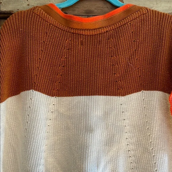 MAEVE Oversized V-Neck Pullover Sweater Color Block Sweater size Small - Picture 8 of 10